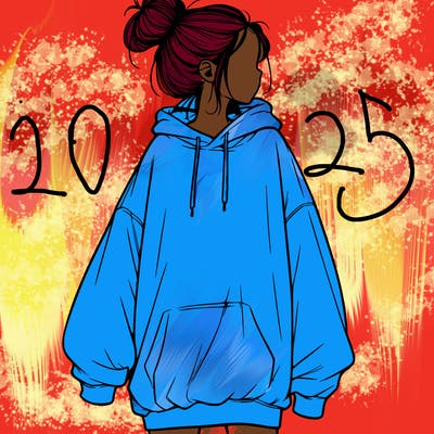realistic girl with a oversized sweatshirt on and a bun