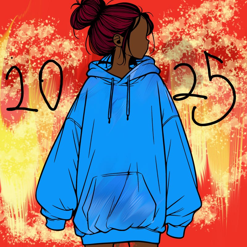 realistic girl with a oversized sweatshirt on and a bun