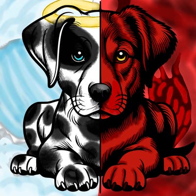 realistic dog split picture