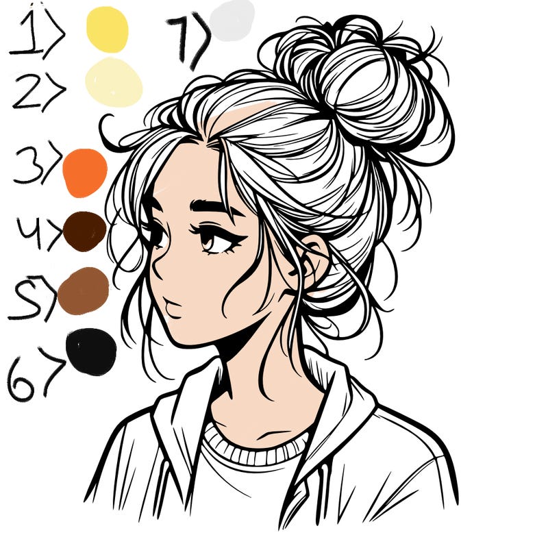 realistic teenage girl with a messy bun