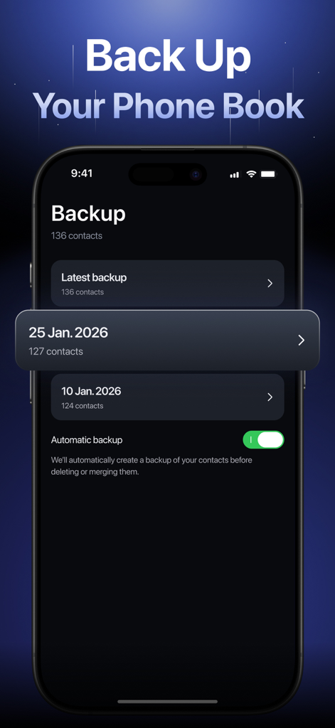 AI Phone Cleaner－Clean Storage - AI Phone Cleaner interface for backing up phone book contacts