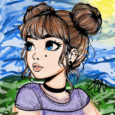 realistic girl with spacebuns