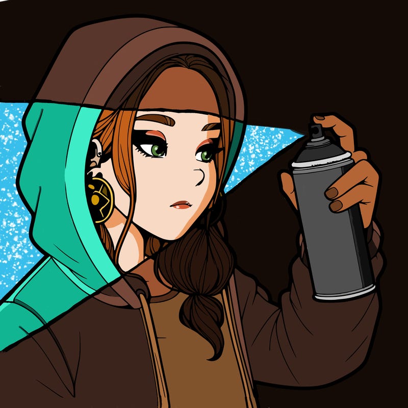 a realistic girl, spray painting