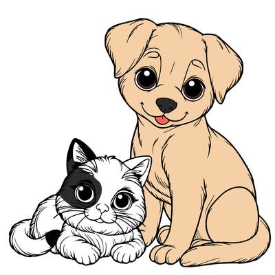 realistic cat and dog