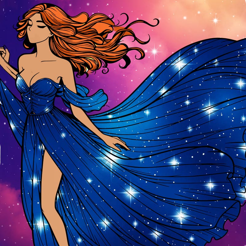 realistic woman in dress flowing the the wind