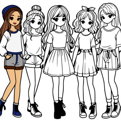 a group of five girls