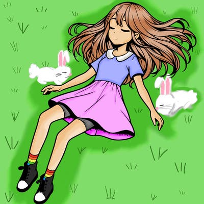 realistic girl floating