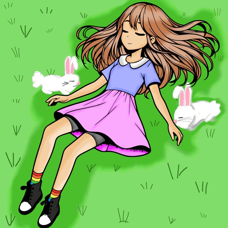 realistic girl floating