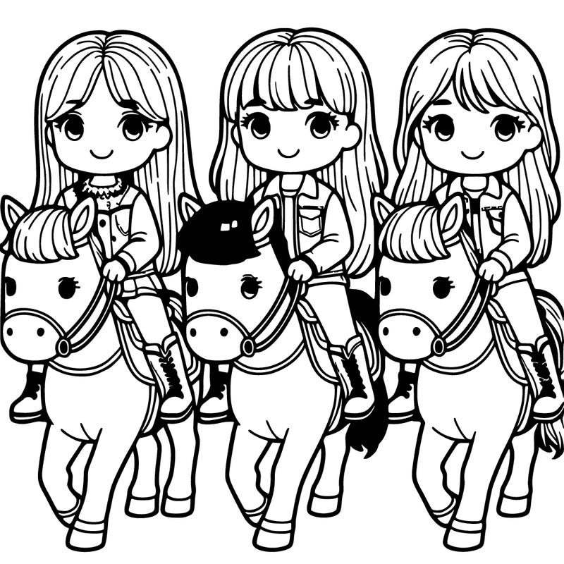 three girls each riding a horse