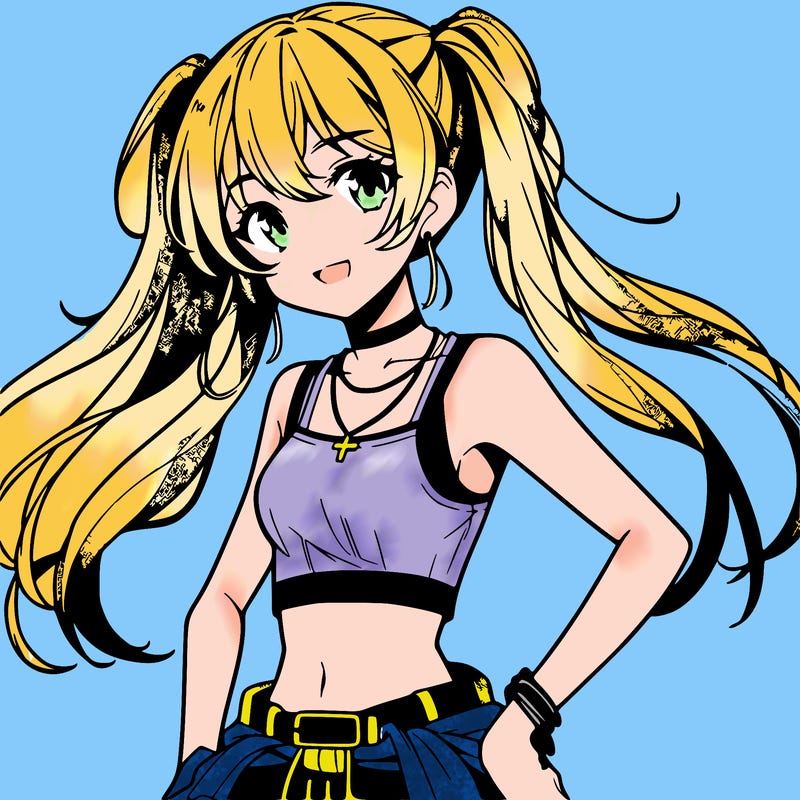 anime girl wearing crop top