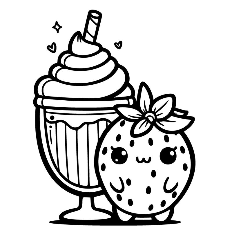 cute milkshake strawberry