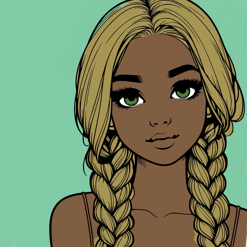 realistic girl with braids