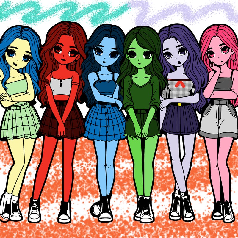 a group of girls realistic