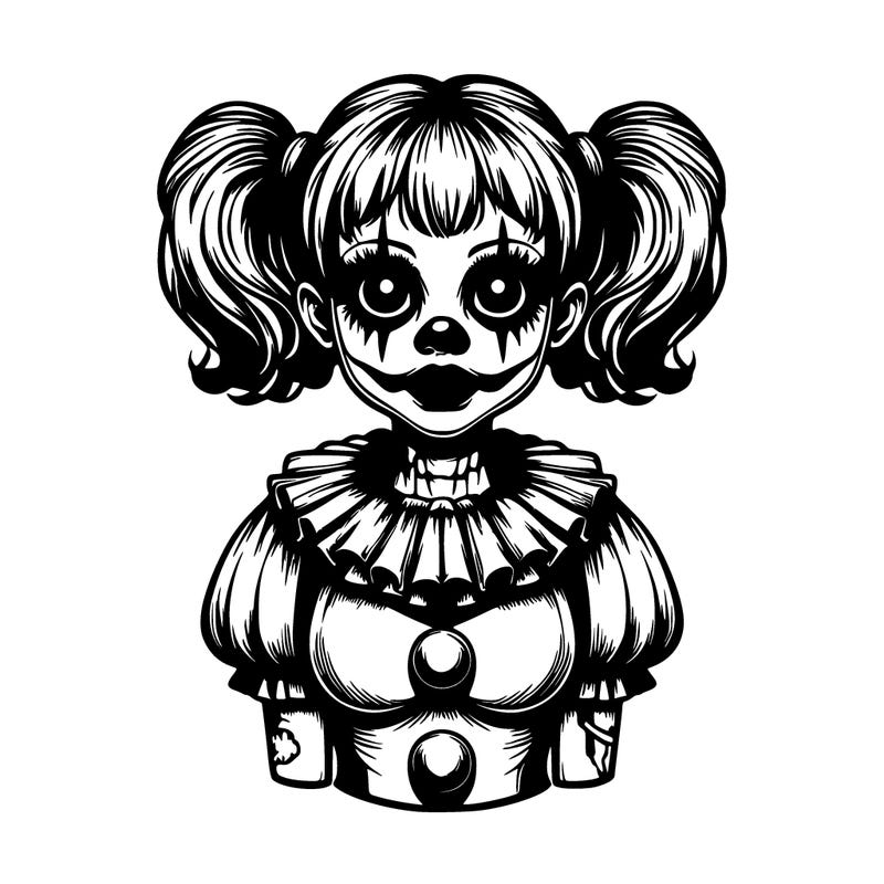 realistic creepy girl clown