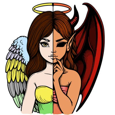 realistic angel half demon