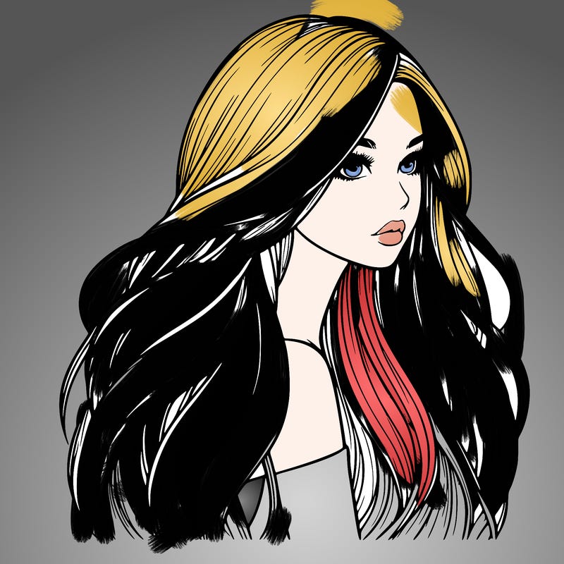 realistic girl with long realistic hair