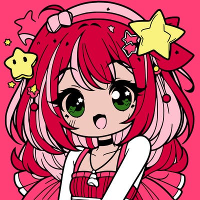 cute anime girl with star accessories