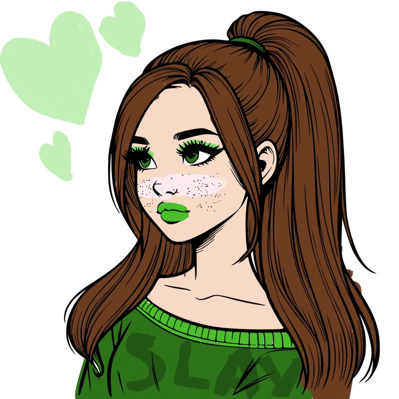 realistic girl with a high ponytail