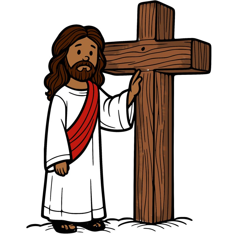 jesus standing beside the cross
