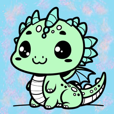 a kawaii-style cute dragon with a playful face.