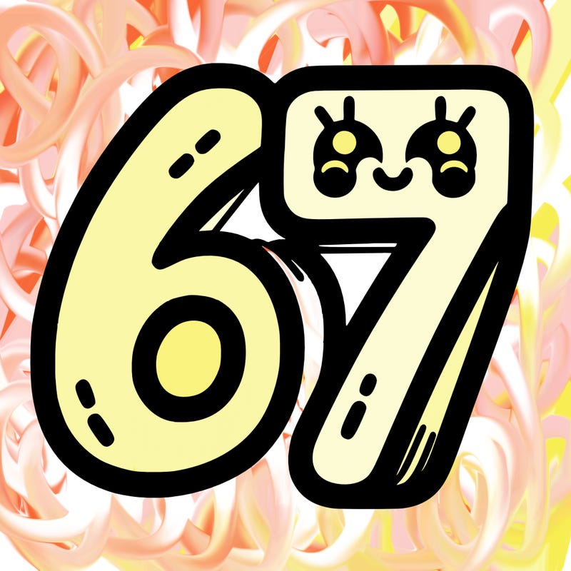 the numbers 67