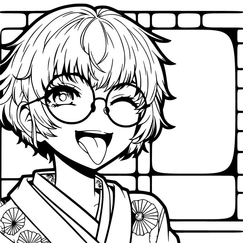 hot anime girl with glasses and tongue out