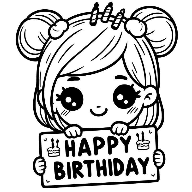 girl holding d happy birthday sign