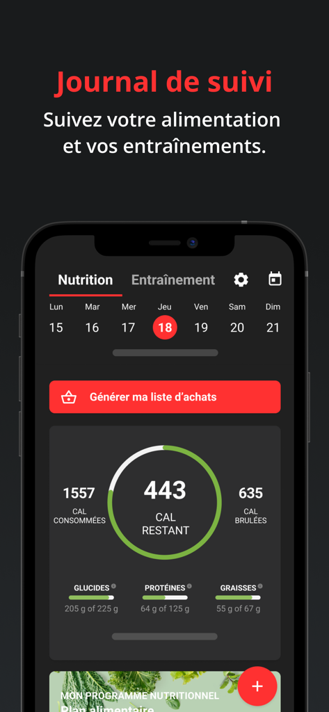 ONLYFIT - ONLYFIT mobile app interface for tracking nutrition and daily calories