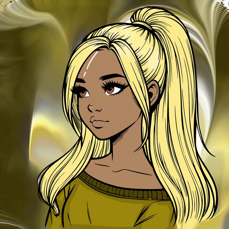 realistic girl with a high ponytail