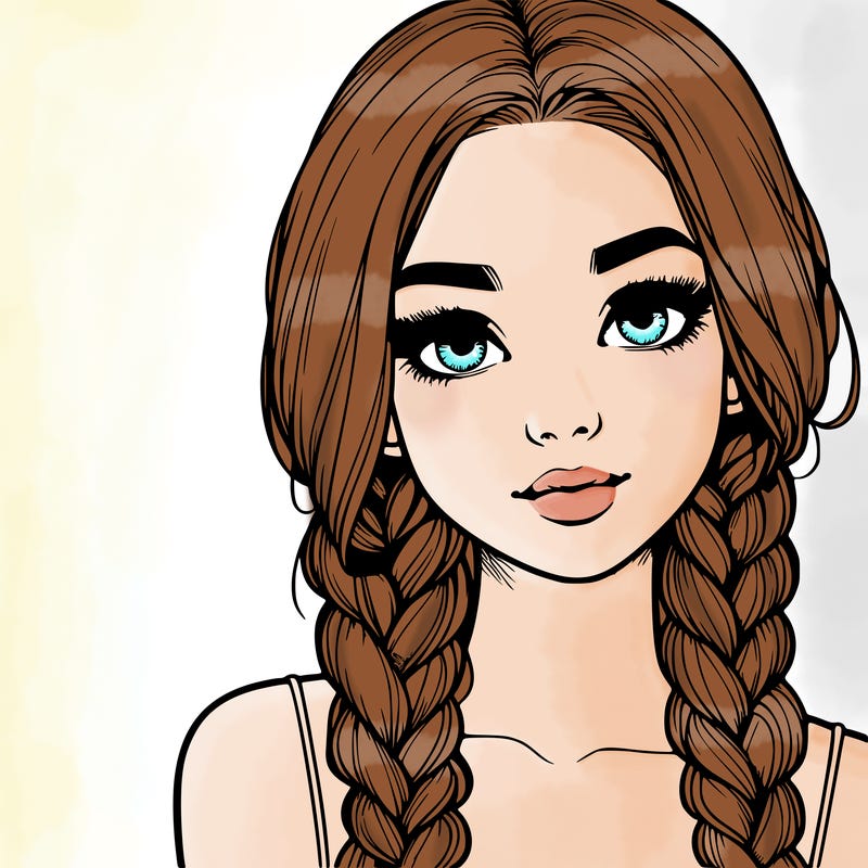 realistic girl with braids