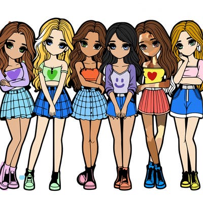 a group of girls realistic