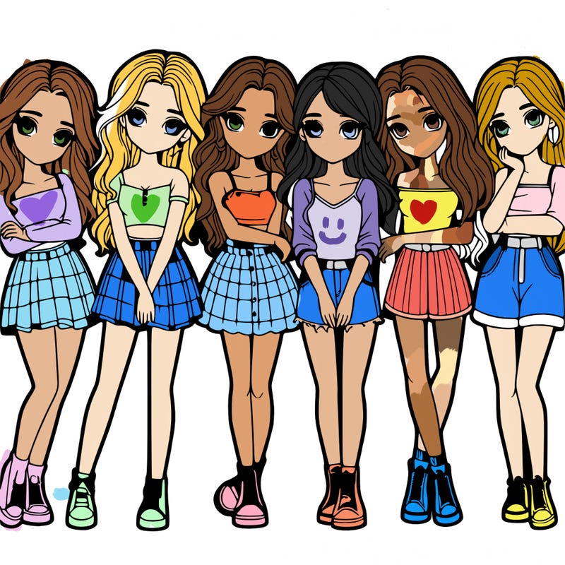 a group of girls realistic
