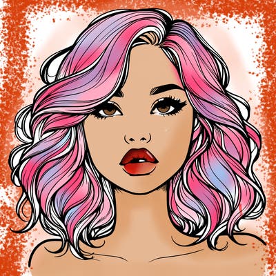 realistic girl with wavy hair and lips