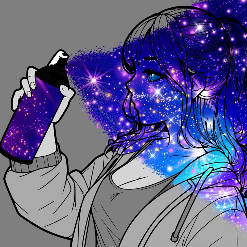 a realistic girl spray, painting