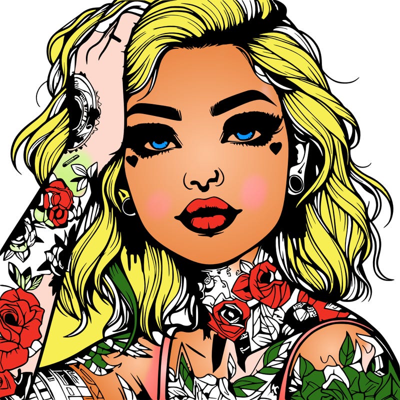 realistic girl with tattoos all over