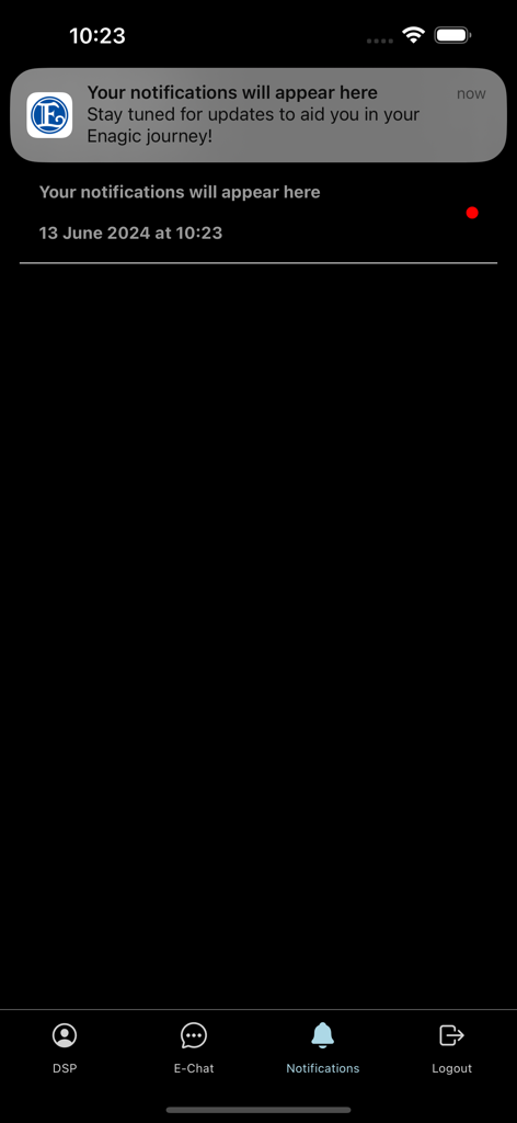 Screenshot of the Enagic mobile app notification screen for independent distributors