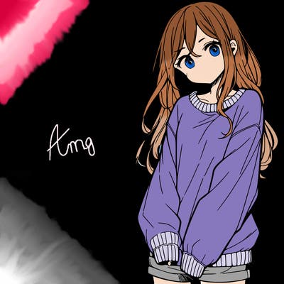 manga teen girl  in a sweater and baggy pants