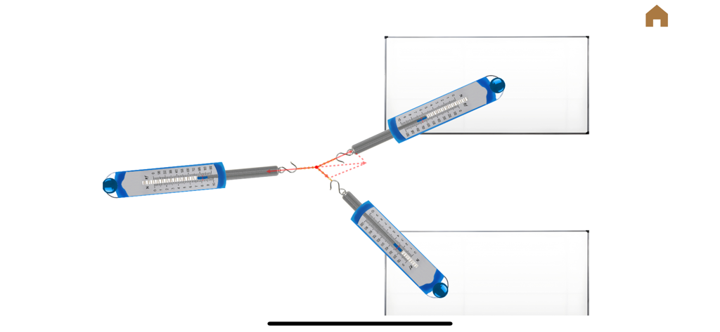 Phys. Lab - Interactive physics simulation of three forces in equilibrium using spring balances