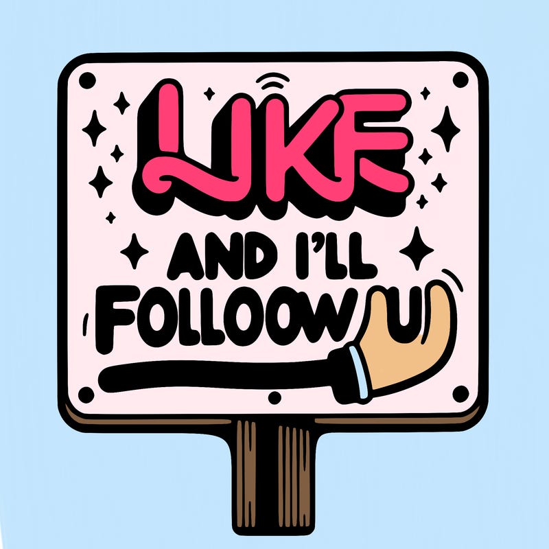 sighn that sais like and ill follow u