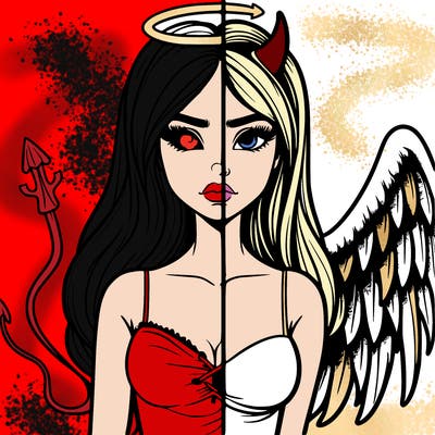 devil vs angel realistic girl