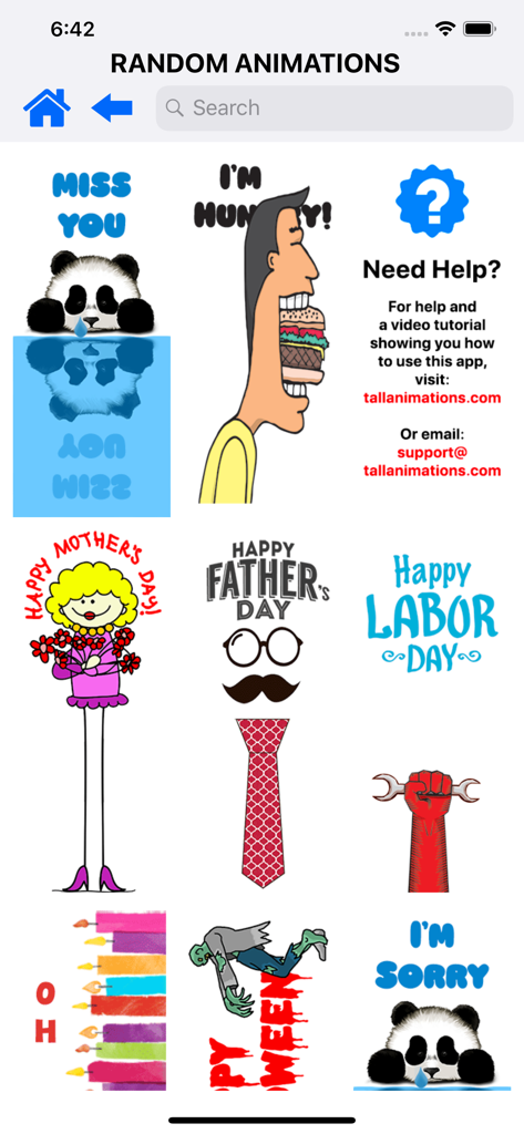 CLIPish Tall Animations - Una galería de animaciones y stickers verticales altos para iMessage con personajes y temas festivos