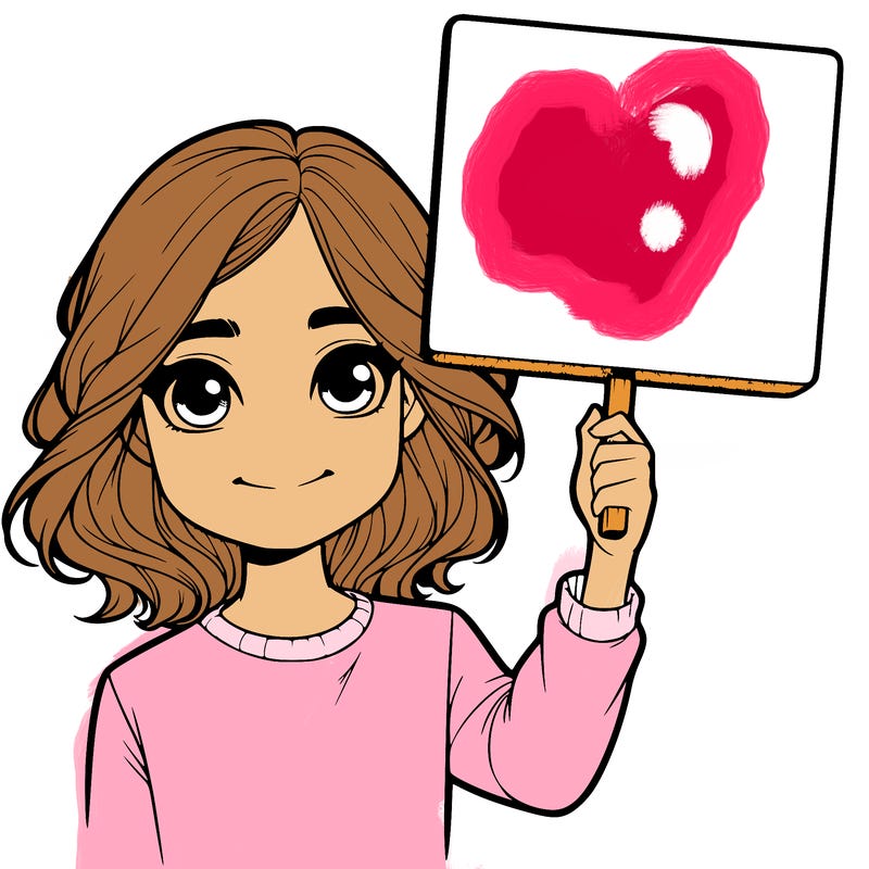 realistic girl holding up a sign