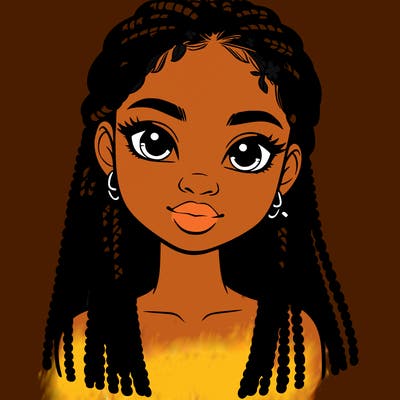a realistic black girl with braids
