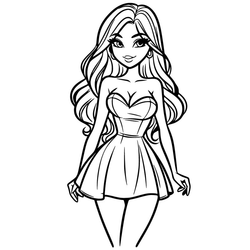 beautiful woman mini dress realistic