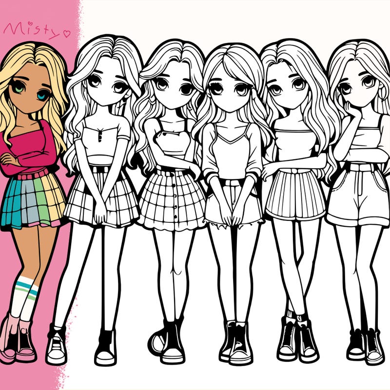 a group of girls realistic