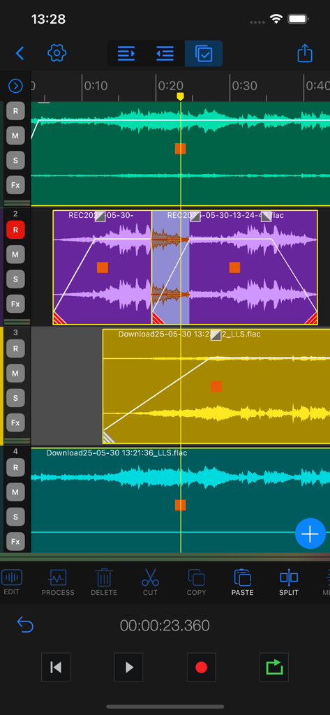 au editor - audio cutter - Au Editor multi track timeline view showing waveform editing and audio tools