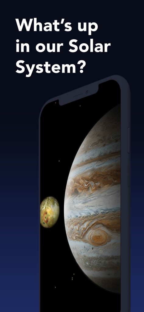 3D model of planet Jupiter and its moon on a smartphone screen
