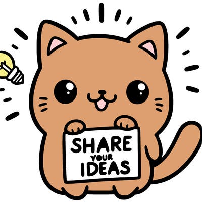 a cute cat saying share your ideas