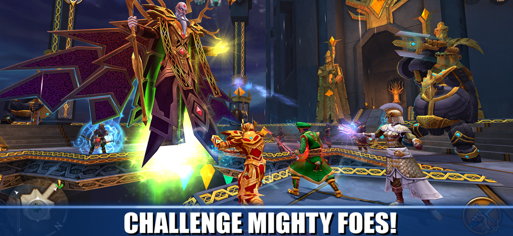 A group of fantasy heroes challenging a large winged boss in a 3D environment