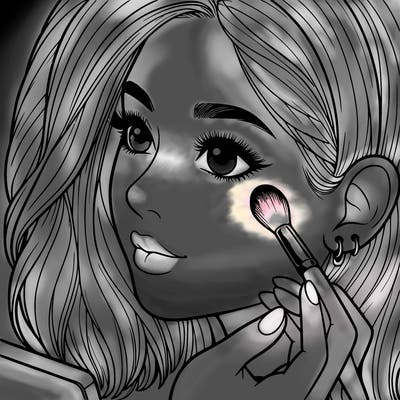 a realistic girl doing her makeup